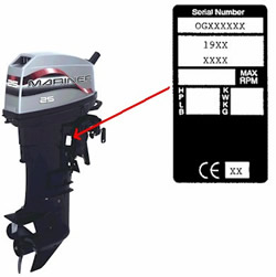 find mariner serial number name plate