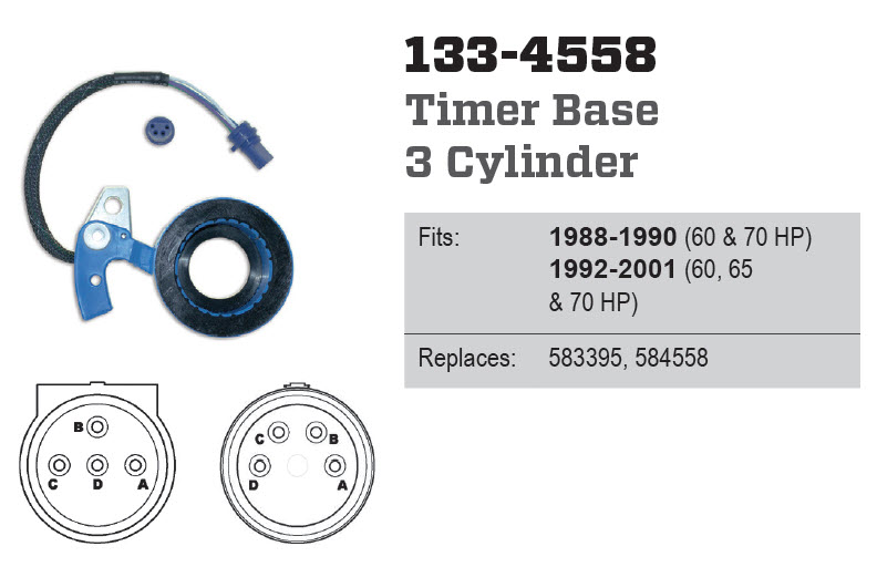 CDI Electronics 133-4558 - OMC Timer Base - 3 Cyl. 133-4558