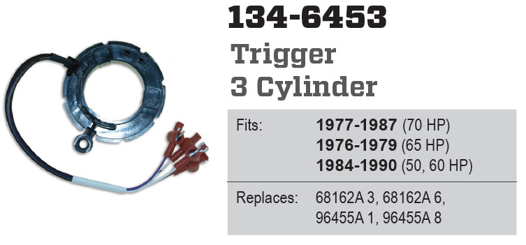 96455A8 134-6453 Mercury 1976-1995 50,60,65 /& 70HP 3 cyl Trigger