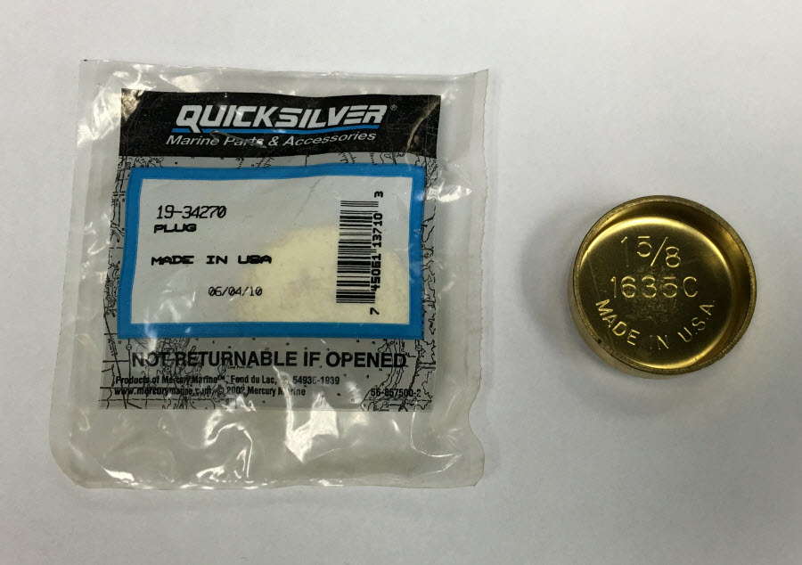 Mercury Quicksilver 1934270 Freeze Plug, 15/8 Inch