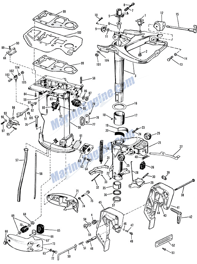 Evinrude Lower Unit Group Parts For 1964 28hp 28402m