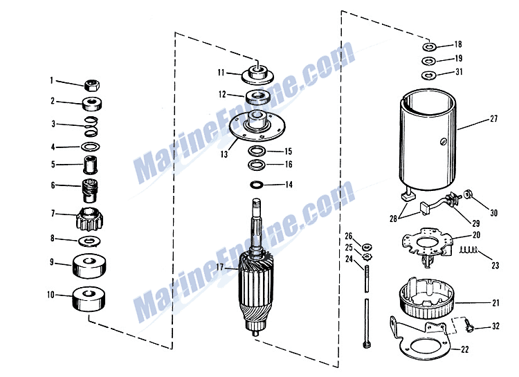Evinrude Starter Motor Group Prestolite Mgd4002 Parts for 1965 40hp