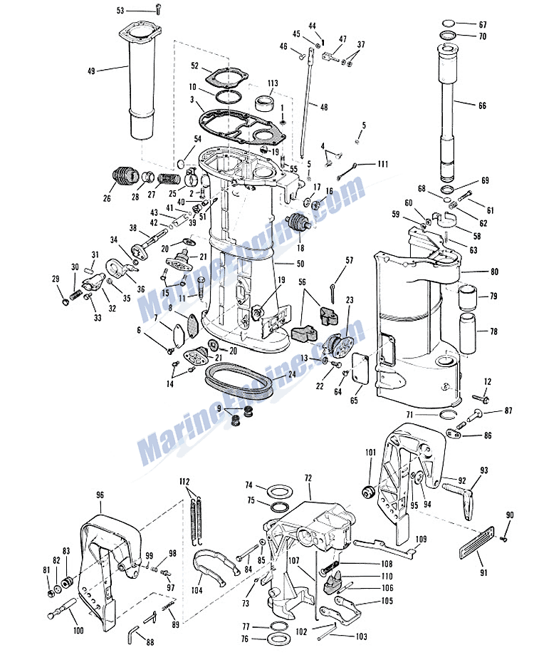 Evinrude Lower Unit Group Parts For 1966 40hp 40603b