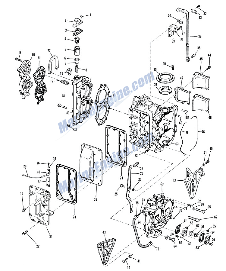 Evinrude Manual Start Crankcase And Cylinder Group Parts