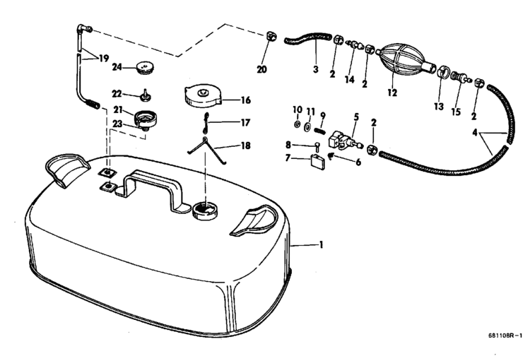 evinrude fuel tank group parts for 1968 3hp 3806a outboard motor