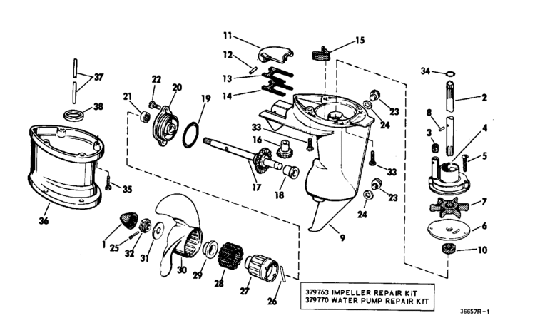 evinrude gearcase group standard drive parts for 1968 3hp 3806aengine section reference numbers in this diagram