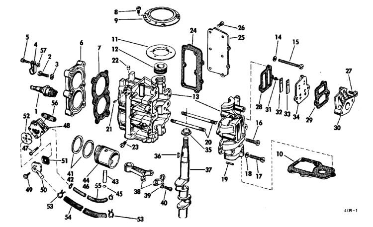 Evinrude Powerhead Group Parts for 1968 3hp 3832A Outboard Motor