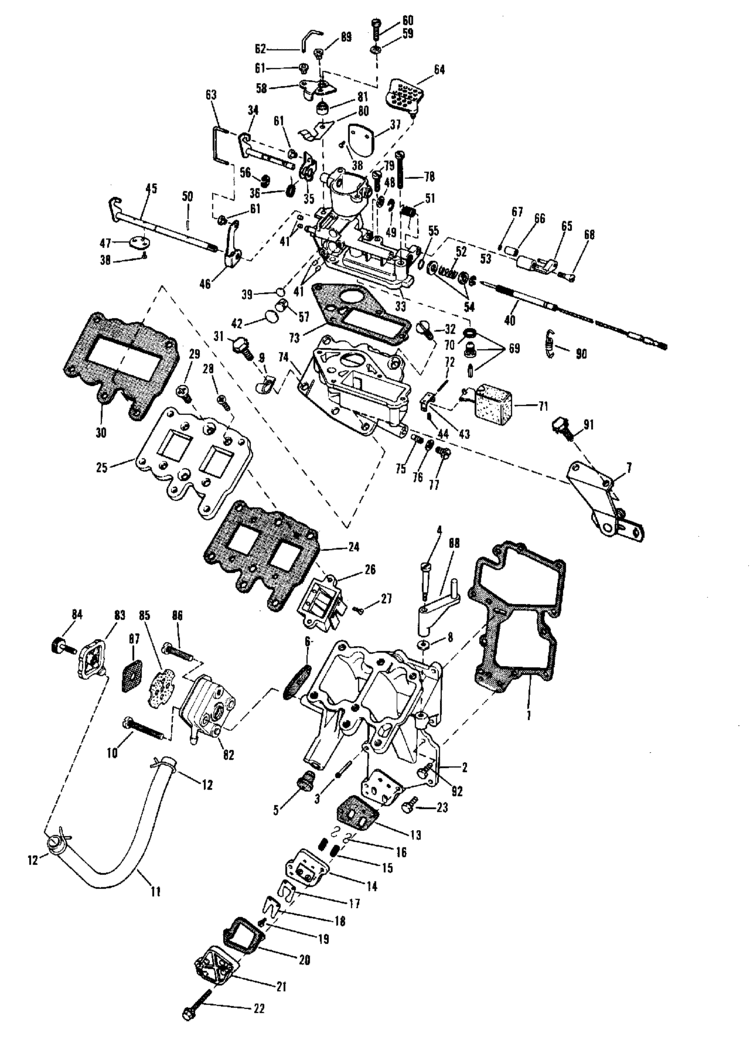 Evinrude Carburetor Group Parts for 1969 9.5hp 9922S ... 1969 evinrude 5 hp wiring diagram 