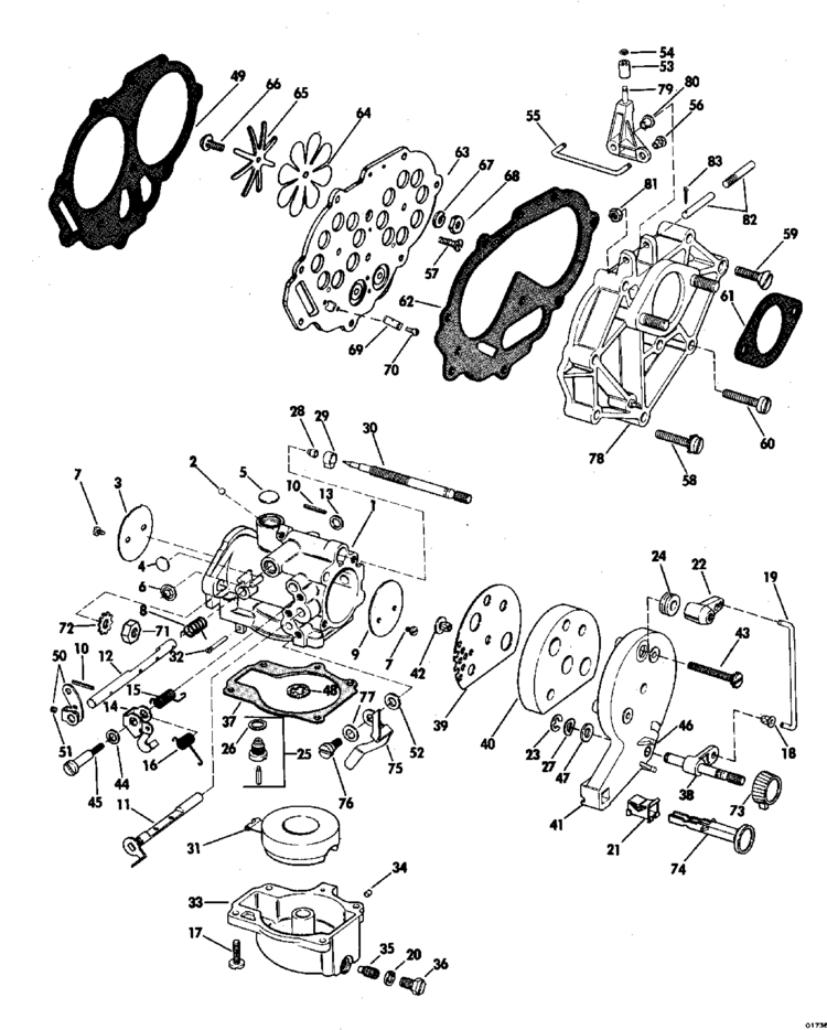 Evinrude Carburetor Group Parts for 1970 18hp 18002E Outboard Motor