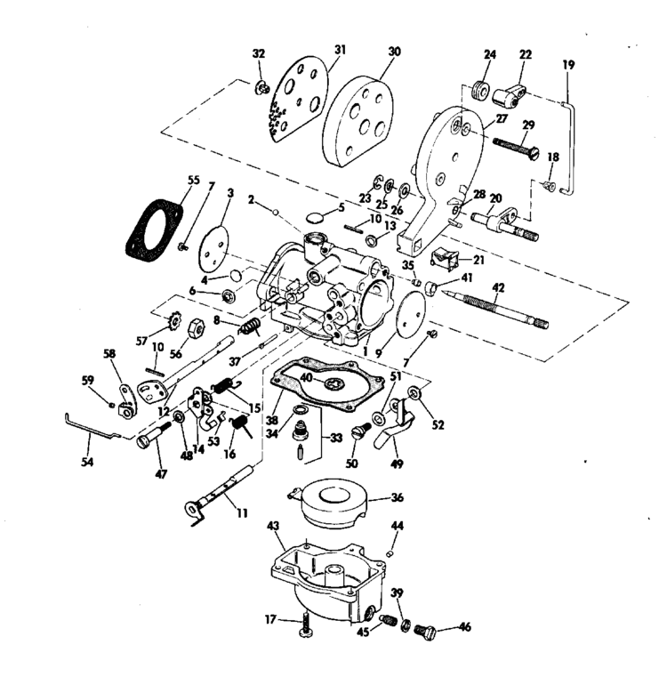 Evinrude Carburetor Parts for 1973 18hp 18304A Outboard Motor