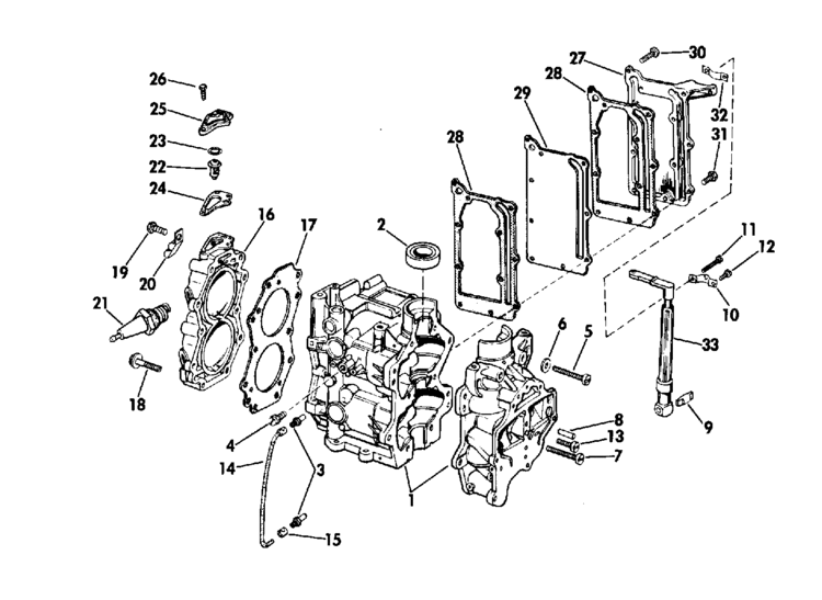 Cylinder And Crankcase Parts For 1974 6hp 6402c Outboard Motor