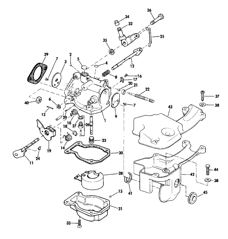 Evinrude Carburetor Parts for 1974 15hp 15404S Outboard Motor