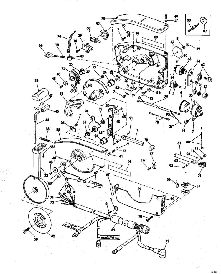 Evinrude Remote Control Parts For 1975 50hp 50572b