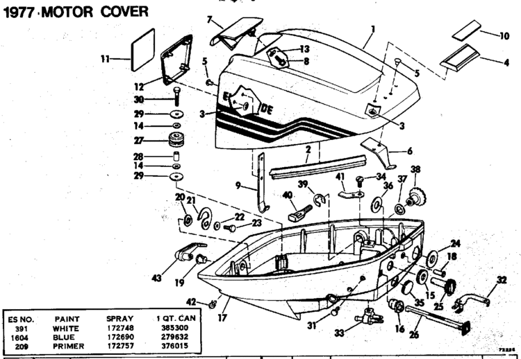 Evinrude Motor Cover Parts for 1977 15hp 15705M Outboard Motor