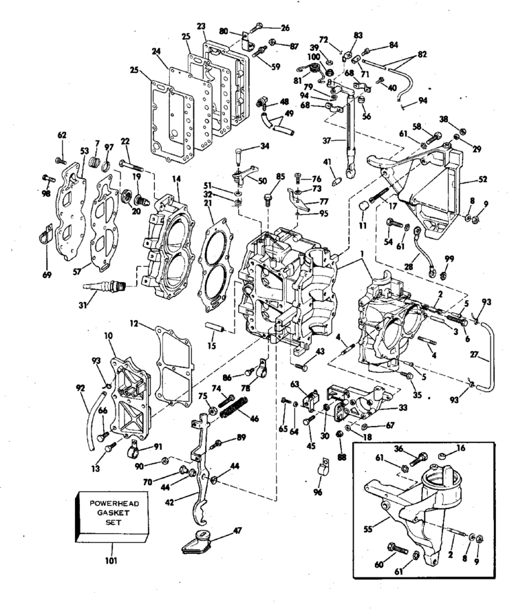 Evinrude Cylinder & Crankcase Parts for 1978 35hp 35853R ... 35 hp evinrude parts diagrams 