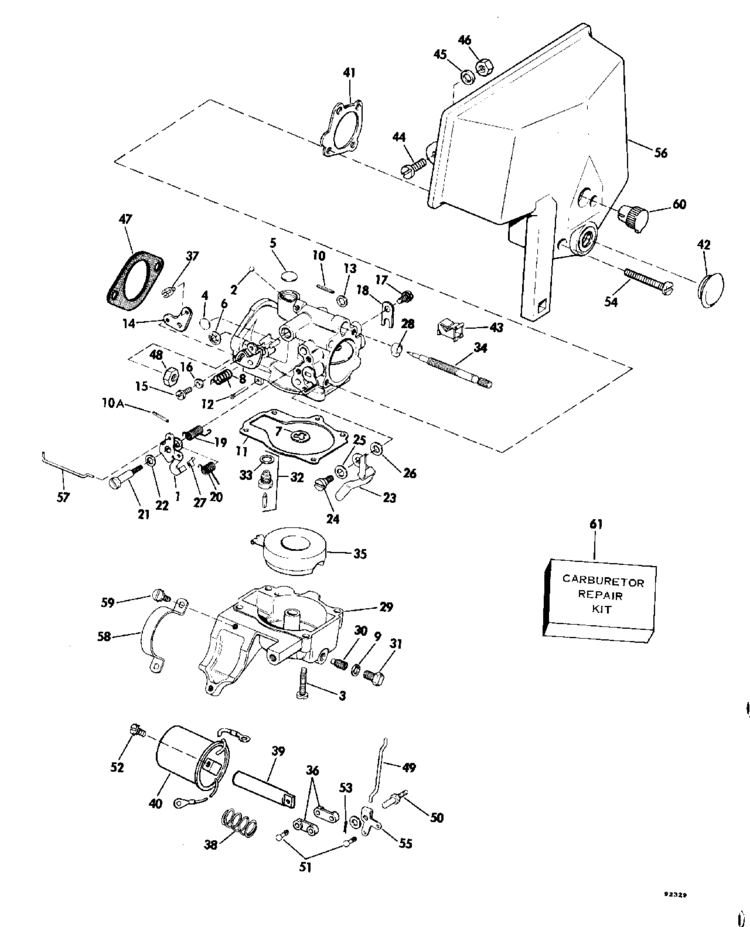Evinrude Carburetor Parts for 1979 35hp 35953A Outboard Motor 35 hp evinrude parts diagrams 