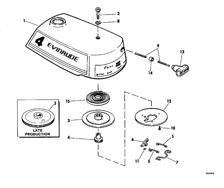Evinrude Rewind Starter Parts For 1980 4hp E4wcss Outboard