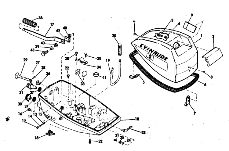 Evinrude Motor Cover Parts For 1971 4hp 4136d Outboard Motor