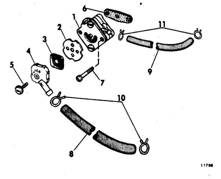 Evinrude Fuel Pump Parts for 1972 6hp 6202D Outboard Motor