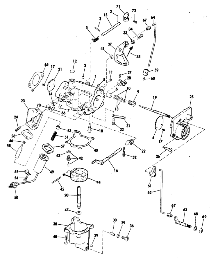 Evinrude Carburetor Parts For 1972 40hp 40253e Outboard Motor