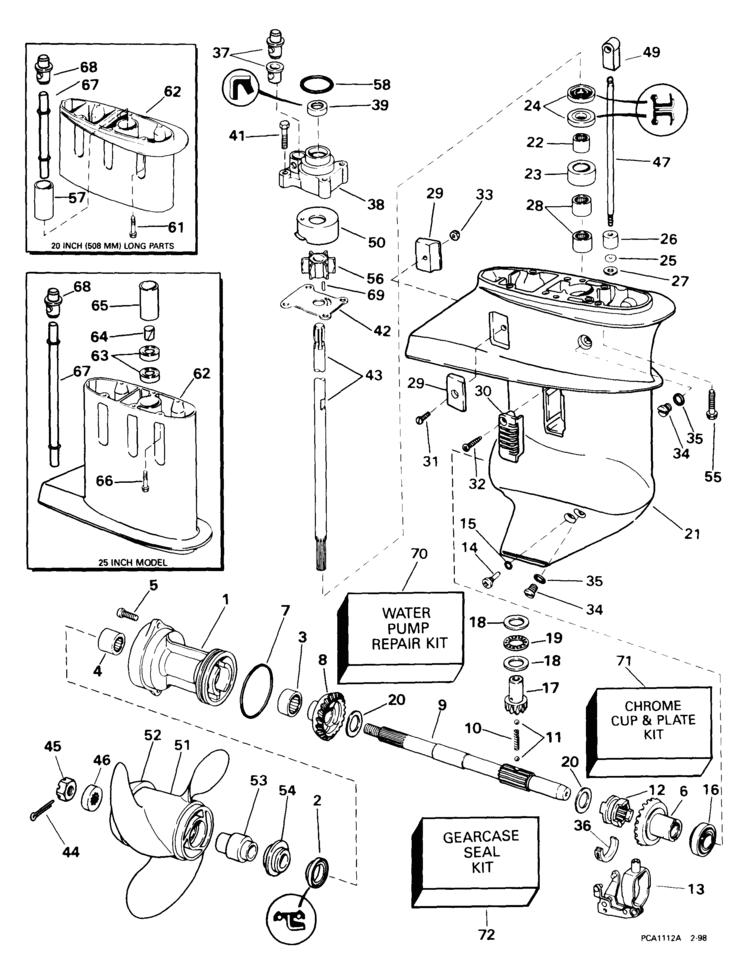 Evinrude Gearcase Parts for 1999 9.9hp E10R4EEB Outboard Motor