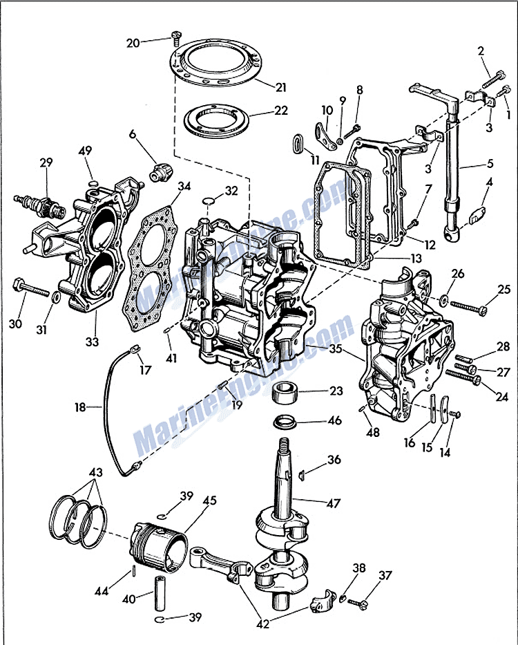 Evinrude Powerhead Parts for 1957 5.5hp 5514 Outboard Motor