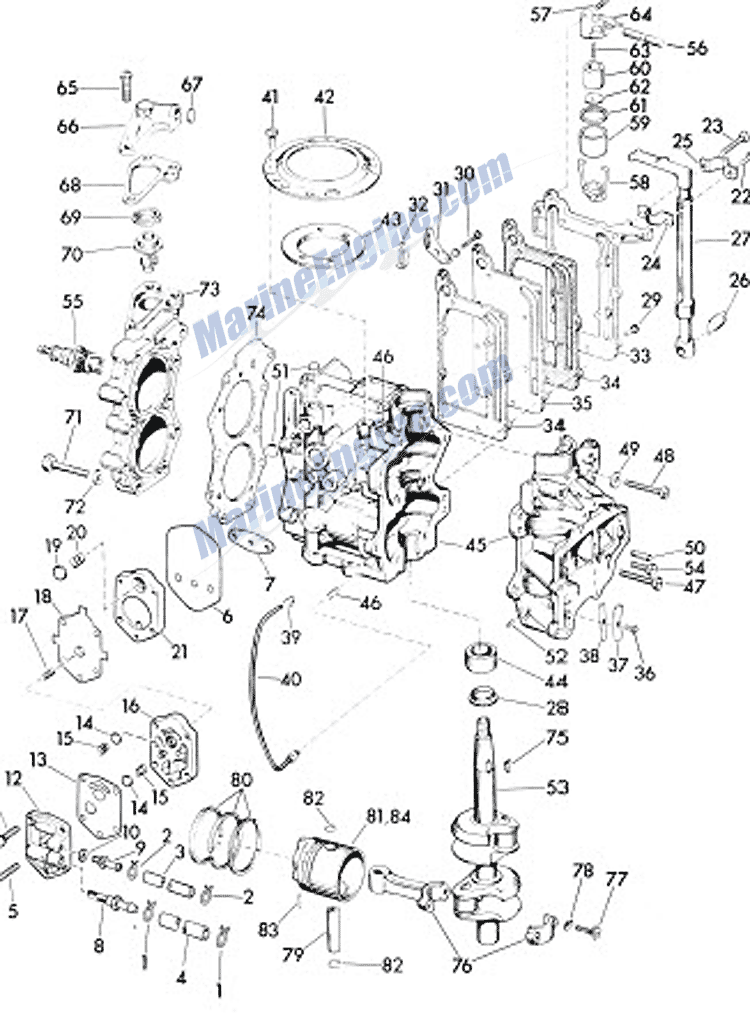 Evinrude Fisherman Power Head And Fuel Pump Parts for 1960 5.5hp 5521