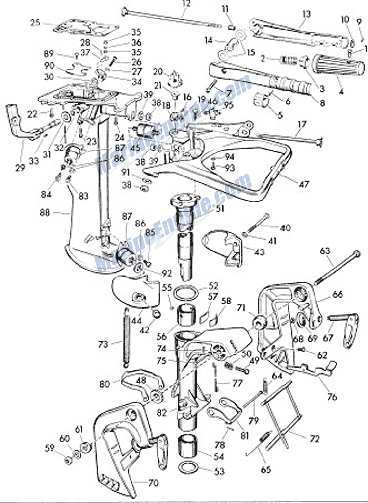 Evinrude+Fisherman+5.5+HP Fisherman Exhaust Tube And Swivel Bracket Parts for 1960 Evinrude 5.5 ...