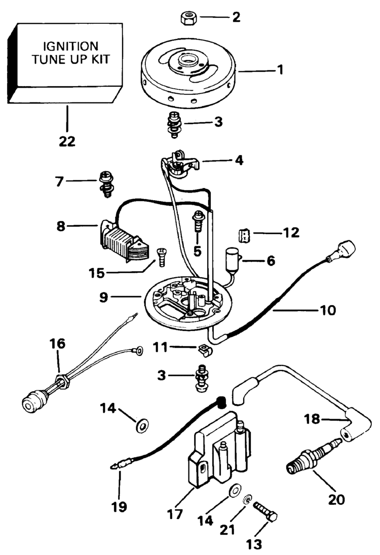 Johnson Armature Plate & Coil Assembly Parts for 1992 3.3hp HJ3RENR