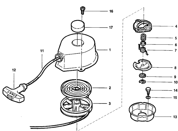 recoil starter assembly Parts for 1991 3.3hp hj3reic Outboard Motor