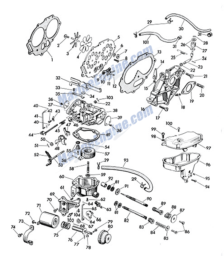 Find C2A834 1957 Evinrude Carburetor From 18 HP PN 0376982 , outboard