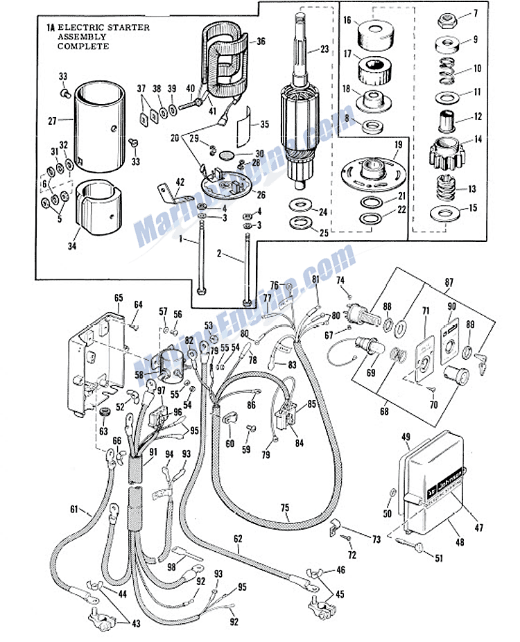 Johnson Electrical Starter Group Parts for 1961 40hp RDS-23 Outboard Motor