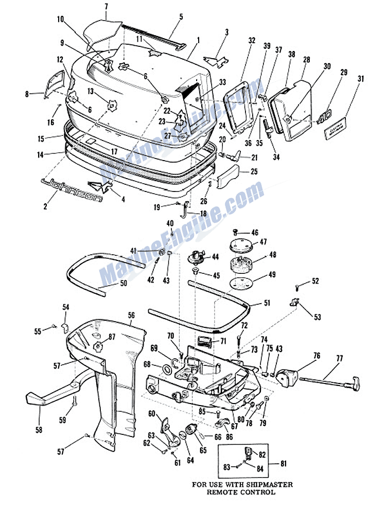 Johnson Shroud Group Parts For 1961 40hp Rds