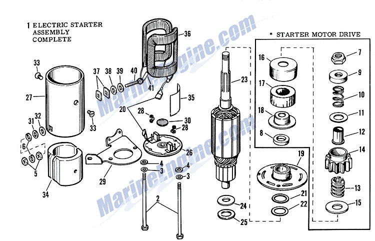 Johnson Electric Starter Group Auto Lite Parts for 1963 40hp RK-25