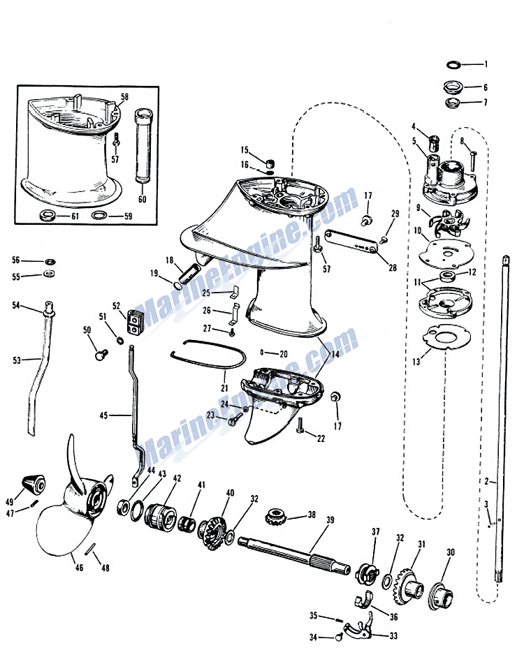 0307754 307754 EVINRUDE JOHNSON REVERSE GEAR OUTBOARD MOTOR 9.5HP