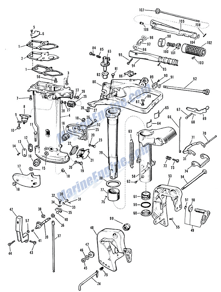 Johnson Lower Unit Group Parts For 1964 18hp Fd