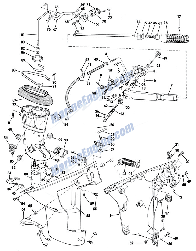 Johnson Lower Unit Group Parts For 1966 9 5hp Mq