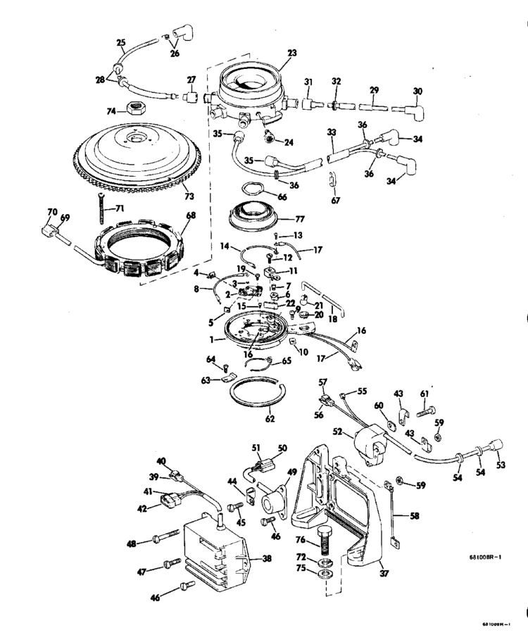 distributor group Parts for 1968 65hp vxl-14b Outboard Motor