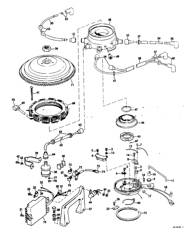 Johnson Distributor Group Parts For 1968 100hp V4tl