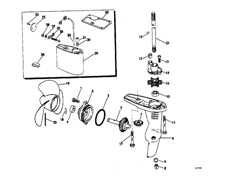 gearcase group Parts for 1969 1.5hp 1r69c Outboard Motor 1969 evinrude 5 hp wiring diagram 