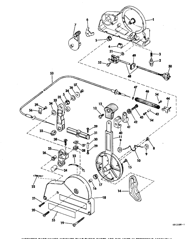 remote control group Parts for 1969 55hp 55esl69c Outboard Motor
