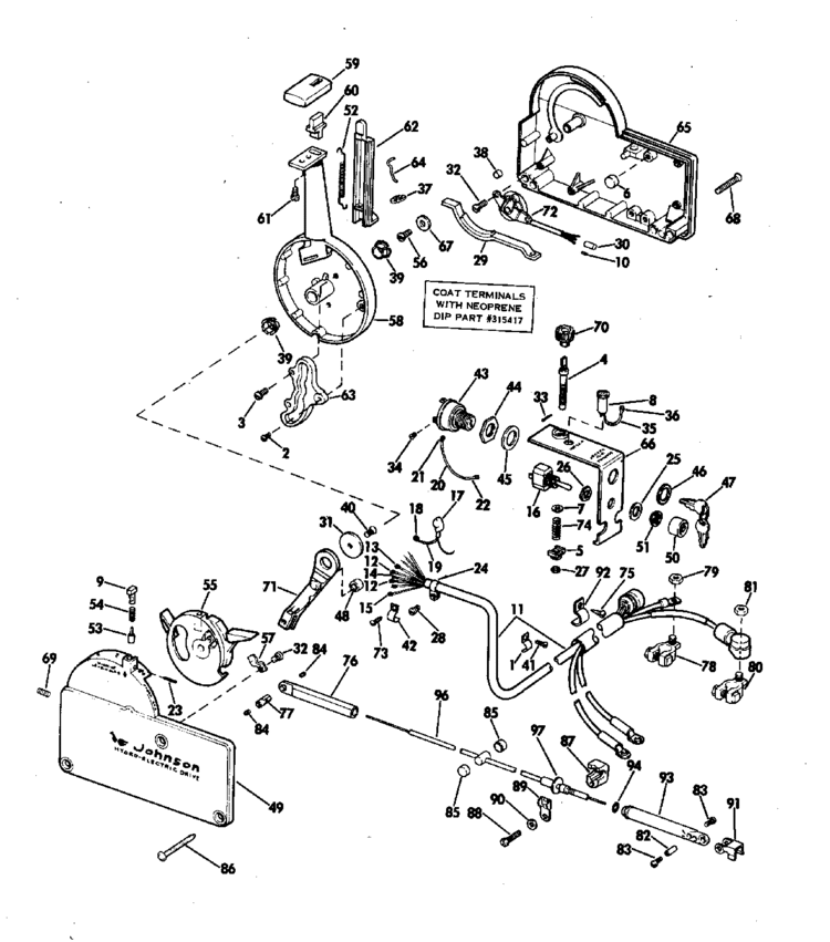 Johnson Remote Control Group Electric Shift Parts for 1970 115hp