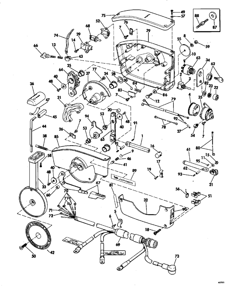 Johnson Remote Control Parts For 1974 85hp 85esl74b