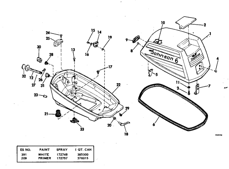 Johnson Motor Cover Parts for 1978 6hp 6R78B Outboard Motor