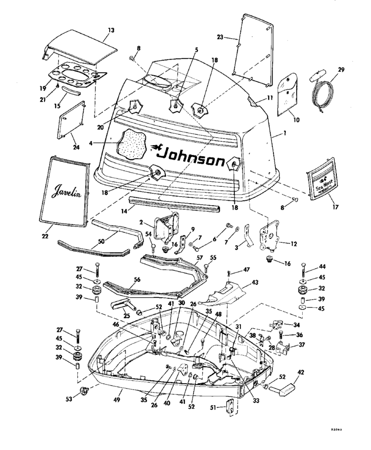 Johnson Motor Cover Parts For 1979 85hp 85tl79r Outboard Motor