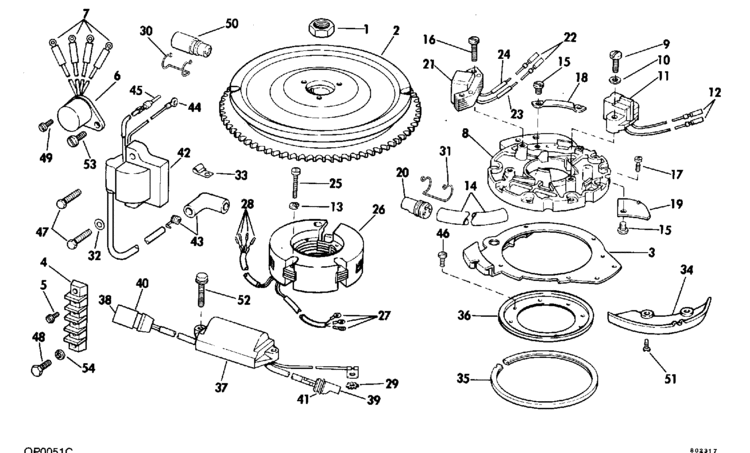 Johnson Magneto Parts for 1980 35hp J35ELCSM Outboard Motor 35 hp evinrude parts diagrams 