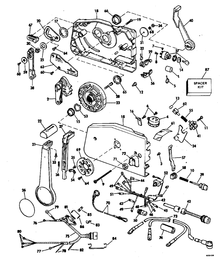 Johnson Remote Control Parts for 1982 35hp J35ELCND ... 35 hp evinrude parts diagrams 