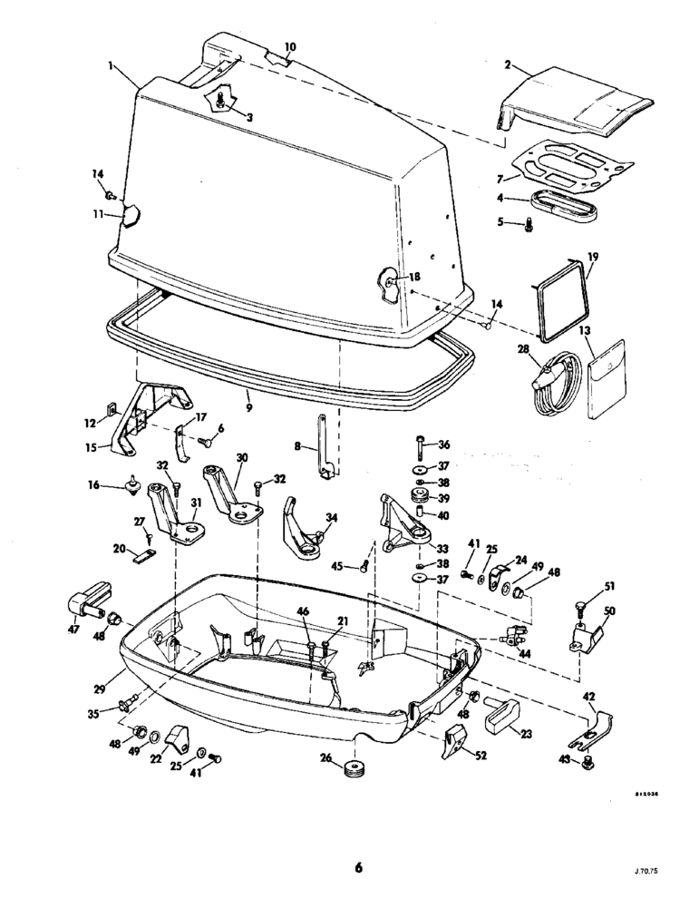 Johnson Motor Cover Johnson Parts for 1982 70hp J70TLCNB Outboard Motor