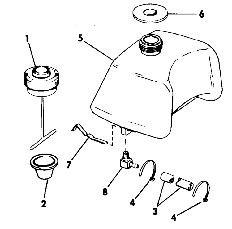 Evinrude Fuel Tank Parts for 1984 4hp E4BRHCRM Outboard Motor