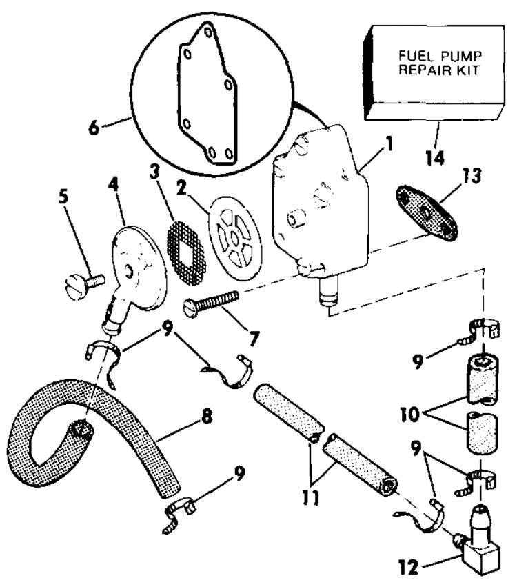 Johnson Fuel Pump Parts for 1985 25hp J25ECOC Outboard Motor